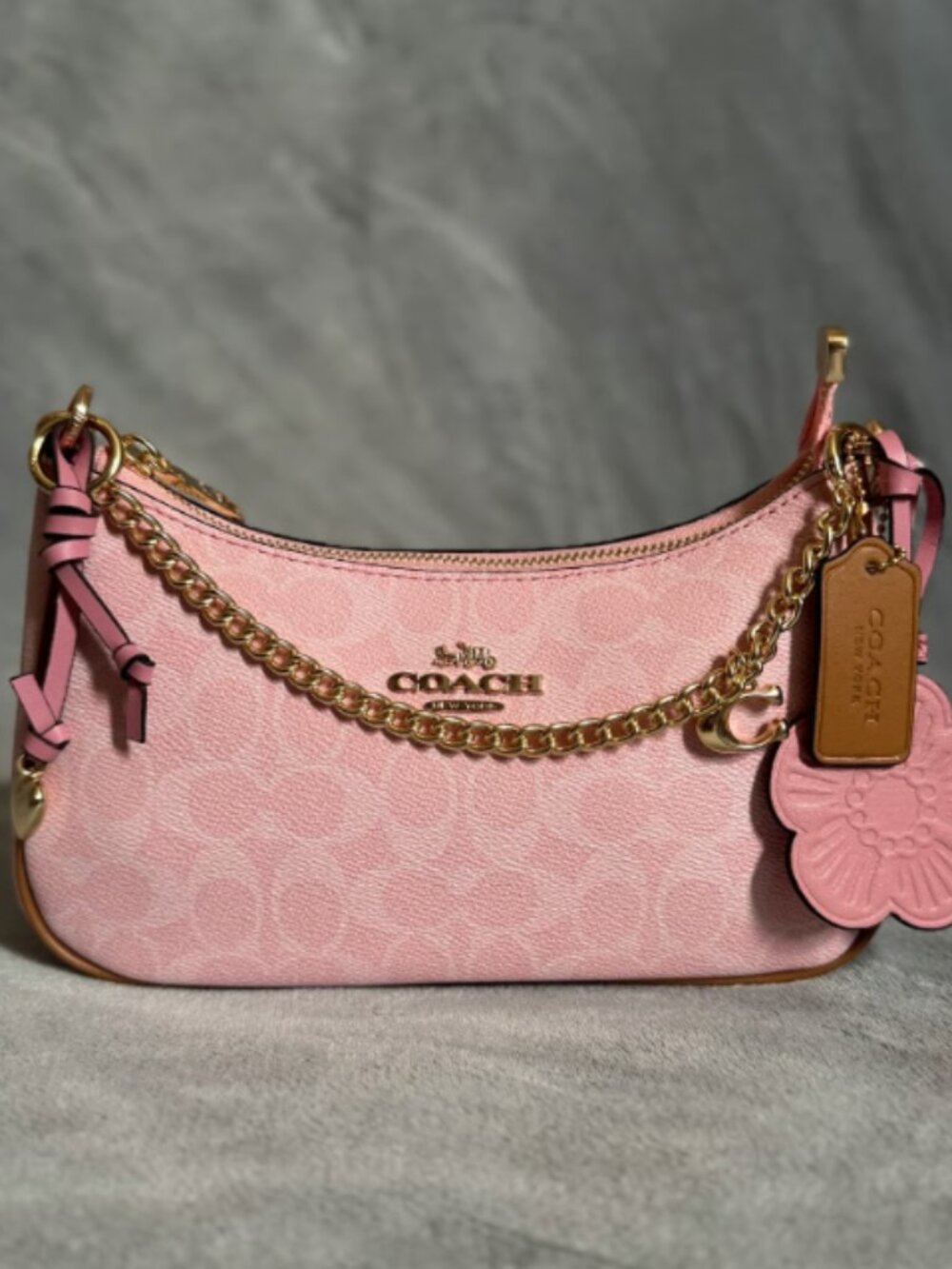 Coach Pink Signature Chain Shoulder Bag